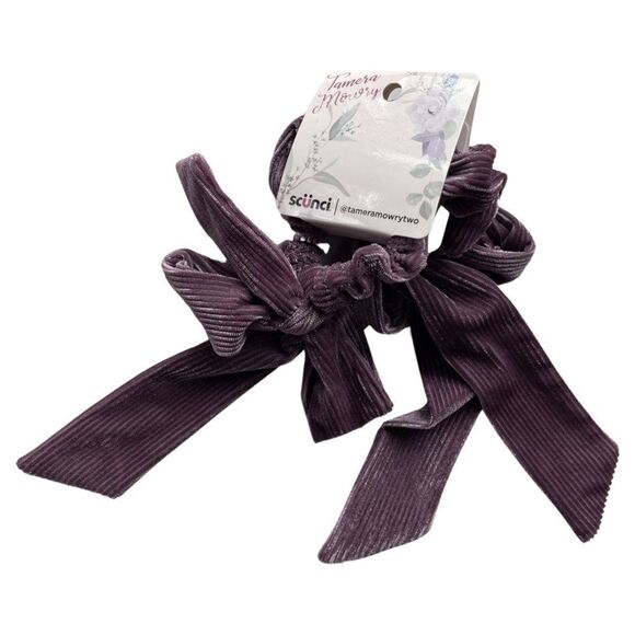 Women’s Scünci Purple Velour Corduroy Hair Tie Pack of 2 by Tamera Mowry NWT - Picture 1 of 8